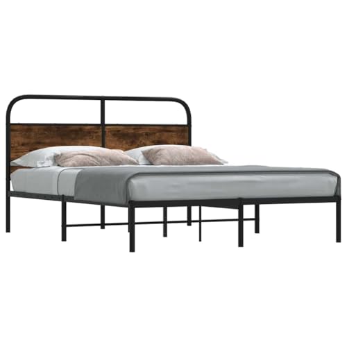 GCHDHAPB Home-Beds & Accessories,Beds & Bed Frames,Bed Frame Without Mattress 140x190 cm Smoked Oak Engineered Wood von GCHDHAPB