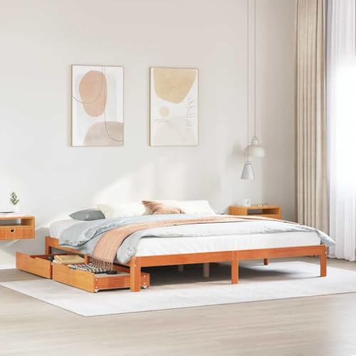 GCHDHAPB Home-Beds & Accessories,Beds & Bed Frames,Bed Frame with Drawers without Mattress Wax Brown 180x200 cm Super King von GCHDHAPB