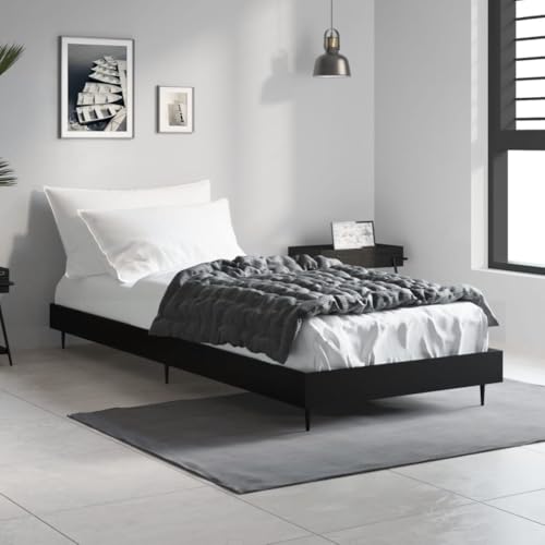 GCHDHAPB Home-Beds & Accessories,Beds & Bed Frames,Bed Frame without Mattress Black 75x190cm Small Single Engineered Wood von GCHDHAPB