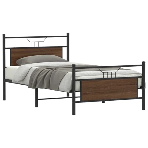 GCHDHAPB Home-Beds & Accessories,Beds & Bed Frames,Bed Frame without Mattress Brown Oak 100x190 cm Engineered Wood von GCHDHAPB