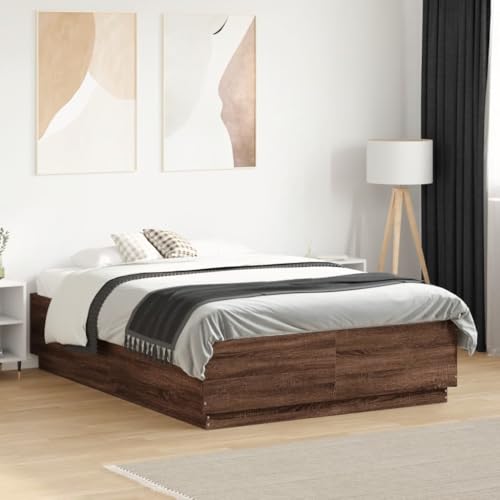 GCHDHAPB Home-Beds & Accessories,Beds & Bed Frames,Bed Frame without Mattress Brown Oak 120x190 cm Small Double von GCHDHAPB
