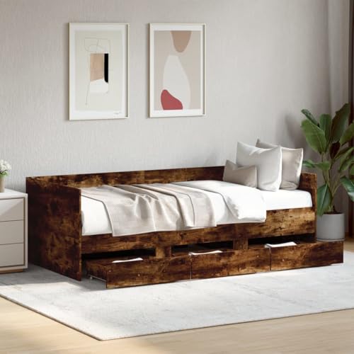 GCHDHAPB Home-Beds & Accessories,Beds & Bed Frames,Daybed with Drawers without Mattress Smoked Oak 75x190 cm Small Single von GCHDHAPB