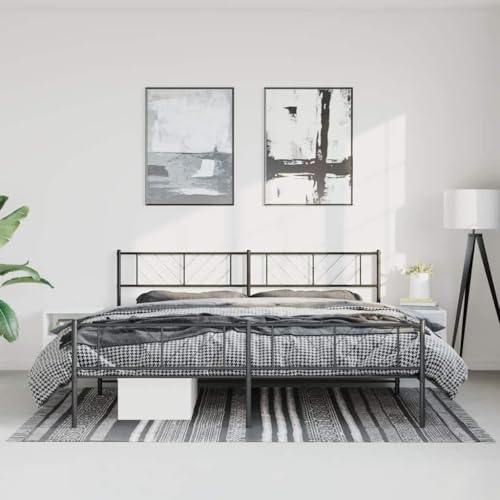 GCHDHAPB Home-Beds & Accessories,Beds & Bed Frames,Metal Bed Frame without Mattress with Footboard Black 183x213cm von GCHDHAPB