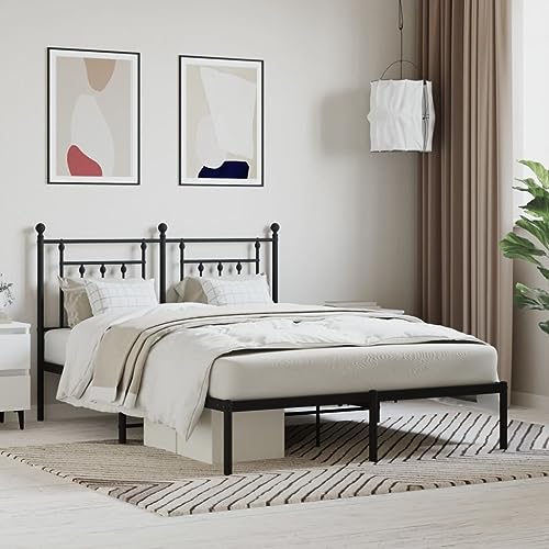 GCHDHAPB Home-Beds & Accessories,Beds & Bed Frames,Metal Bed Frame without Mattress with Headboard Black 140x190cm von GCHDHAPB
