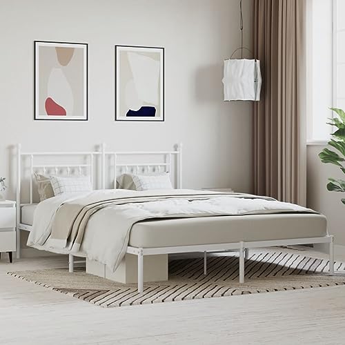 GCHDHAPB Home-Beds & Accessories,Beds & Bed Frames,Metal Bed Frame without Mattress with Headboard White 160x200cm von GCHDHAPB