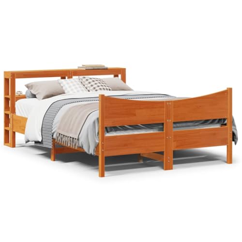 GCHDHAPB Home-Beds & Accessories,Betten & Bettrahmen,Bettgestell mit Kopfteil Wachs Braun 140x200 cm Massivholz Kiefer von GCHDHAPB