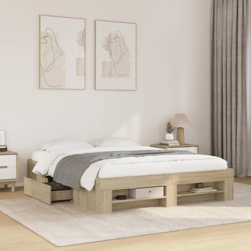 GCHDHAPB Home-Beds & Accessories,Betten & Bettrahmen,Bettrahmen ohne Matratze Sonoma Eiche 160x200 cm Holzwerkstoff GCHDHAPB Home-Beds & Accessories,Betten & Bettrahmen,Bettrahmen ohne Matratze Sonoma Eiche 160x200 cm Holzwerkstoff von GCHDHAPB