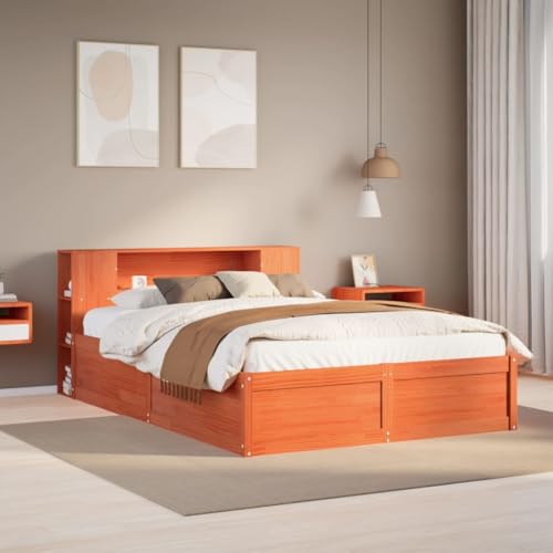 GCHDHAPB Home-Beds & Accessories,Betten & Bettrahmen,Bettrahmen ohne Matratze Wachs Braun 135x190 cm Doppel Massivholz Kiefer GCHDHAPB Home-Beds & Accessories,Betten & Bettrahmen,Bettrahmen ohne Matratze Wachs Braun 135x190 cm Doppel Massivholz Kiefer von GCHDHAPB