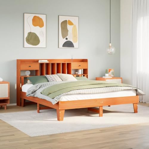 GCHDHAPB Home-Beds & Accessories,Betten & Bettrahmen,Bettrahmen ohne Matratze Wax Braun 200x200 cm Massivholz Kiefer GCHDHAPB Home-Beds & Accessories,Betten & Bettrahmen,Bettrahmen ohne Matratze Wax Braun 200x200 cm Massivholz Kiefer von GCHDHAPB