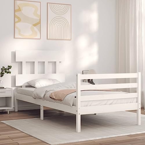 GCHDHAPB Home-Beds & Accessories,Betten & Bettrahmen,Bettrahmen ohne Matratze Weiß 90x200 cm Massivholz von GCHDHAPB