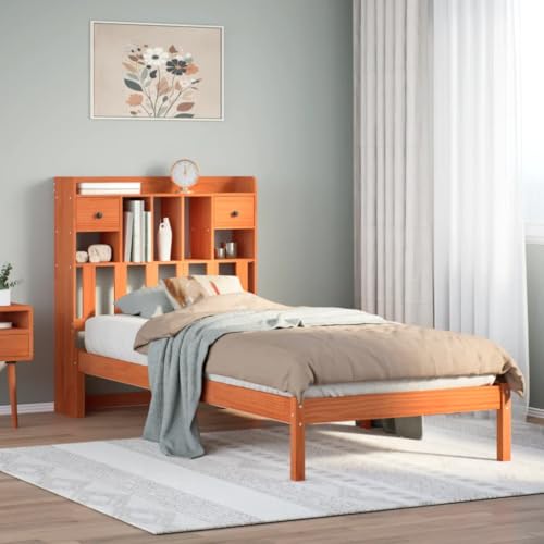 GCHDHAPB Home-Beds & Accessories,Betten & Bettrahmen,Bücherregal Bett ohne Matratze Wachs Braun 100x200 cm Massivholz Kiefer GCHDHAPB Home-Beds & Accessories,Betten & Bettrahmen,Bücherregal Bett ohne Matratze Wachs Braun 100x200 cm Massivholz Kiefer von GCHDHAPB