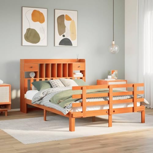 GCHDHAPB Home-Beds & Accessories,Betten & Bettrahmen,Bücherregal Bett ohne Matratze Wachs Braun 160x200 cm Massivholz Kiefer GCHDHAPB Home-Beds & Accessories,Betten & Bettrahmen,Bücherregal Bett ohne Matratze Wachs Braun 160x200 cm Massivholz Kiefer von GCHDHAPB