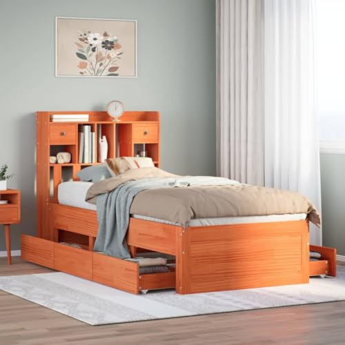 GCHDHAPB Home-Beds & Accessories,Betten & Bettrahmen,Bücherregal Bett ohne Matratze Wachs Braun 90x190 cm Einzelbett Massivholz Kiefer GCHDHAPB Home-Beds & Accessories,Betten & Bettrahmen,Bücherregal Bett ohne Matratze Wachs Braun 90x190 cm Einzelbett Massivholz Kiefer von GCHDHAPB