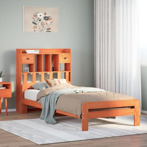 GCHDHAPB Home-Beds & Accessories,Betten & Bettrahmen,Bücherregal Bett ohne Matratze Wachs Braun 90x190 cm Einzelbett Massivholz Kiefer GCHDHAPB Home-Beds & Accessories,Betten & Bettrahmen,Bücherregal Bett ohne Matratze Wachs Braun 90x190 cm Einzelbett Massivholz Kiefer von GCHDHAPB