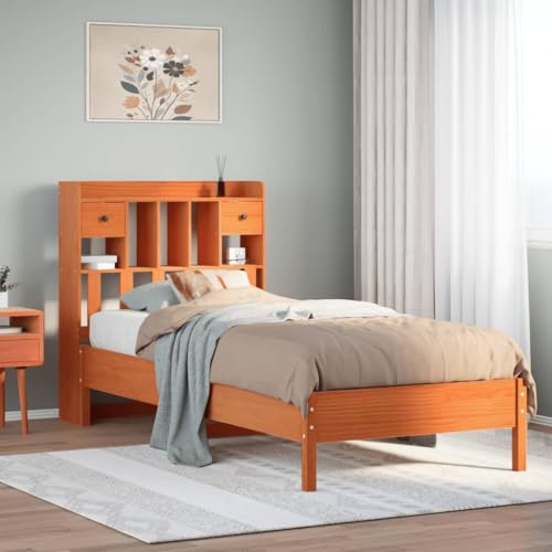 GCHDHAPB Home-Beds & Accessories,Betten & Bettrahmen,Bücherregal Bett ohne Matratze Wachs Braun 90x190 cm Einzelbett Massivholz Kiefer GCHDHAPB Home-Beds & Accessories,Betten & Bettrahmen,Bücherregal Bett ohne Matratze Wachs Braun 90x190 cm Einzelbett Massivholz Kiefer von GCHDHAPB