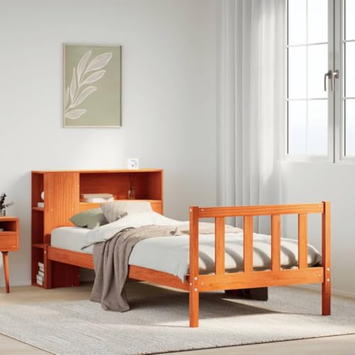 GCHDHAPB Home-Beds & Accessories,Betten & Bettrahmen,Bücherregal Bett ohne Matratze Wachs Braun 90x190 cm Einzelbett Massivholz Kiefer GCHDHAPB Home-Beds & Accessories,Betten & Bettrahmen,Bücherregal Bett ohne Matratze Wachs Braun 90x190 cm Einzelbett Massivholz Kiefer von GCHDHAPB