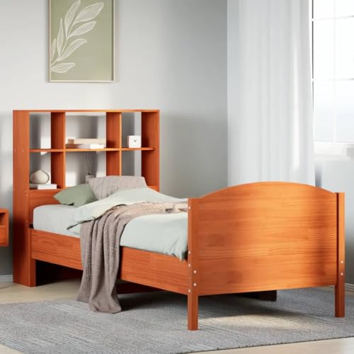 GCHDHAPB Home-Beds & Accessories,Betten & Bettrahmen,Bücherregal Bett ohne Matratze Wachs Braun 90x190 cm Einzelbett Massivholz Kiefer GCHDHAPB Home-Beds & Accessories,Betten & Bettrahmen,Bücherregal Bett ohne Matratze Wachs Braun 90x190 cm Einzelbett Massivholz Kiefer von GCHDHAPB