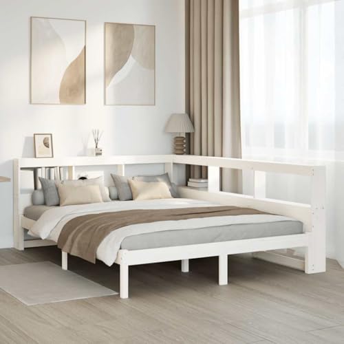 GCHDHAPB Home-Beds & Accessories,Betten & Bettrahmen,Bücherregal Bett ohne Matratze Weiß 135x190 cm Massivholz Kiefer GCHDHAPB Home-Beds & Accessories,Betten & Bettrahmen,Bücherregal Bett ohne Matratze Weiß 135x190 cm Massivholz Kiefer von GCHDHAPB