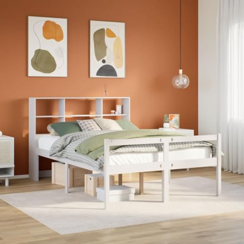 GCHDHAPB Home-Beds & Accessories,Betten & Bettrahmen,Bücherregal Bett ohne Matratze Weiß 160x200 cm Massivholz Kiefer GCHDHAPB Home-Beds & Accessories,Betten & Bettrahmen,Bücherregal Bett ohne Matratze Weiß 160x200 cm Massivholz Kiefer von GCHDHAPB