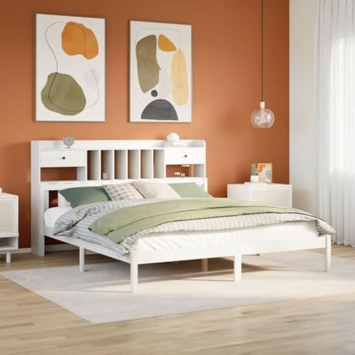 GCHDHAPB Home-Beds & Accessories,Betten & Bettrahmen,Bücherregal Bett ohne Matratze Weiß 200x200 cm Massivholz Kiefer GCHDHAPB Home-Beds & Accessories,Betten & Bettrahmen,Bücherregal Bett ohne Matratze Weiß 200x200 cm Massivholz Kiefer von GCHDHAPB