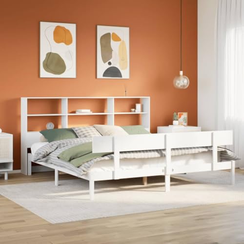 GCHDHAPB Home-Beds & Accessories,Betten & Bettrahmen,Bücherregal Bett ohne Matratze Weiß 200x200 cm Massivholz Kiefer GCHDHAPB Home-Beds & Accessories,Betten & Bettrahmen,Bücherregal Bett ohne Matratze Weiß 200x200 cm Massivholz Kiefer von GCHDHAPB