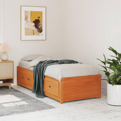 GCHDHAPB Home-Beds & Accessories,Betten & Bettrahmen,Tagesbett ohne Matratze,Wachsbraun 75x190 cm kleines Einzelbett Massivholz Kiefer von GCHDHAPB