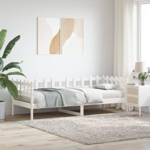 GCHDHAPB Home-Beds & Accessories,Betten & Bettrahmen,Tagesbett ohne Matratze Weiß 90x190 cm Einzelbett Massivholz Kiefer von GCHDHAPB