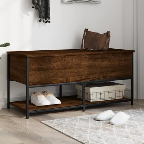 GCHDHAPB Home-Benches - Aufbewahrungsbank - Eingangsbank - Eiche braun - 100 x 42,5 x 47 cm - Ingenieurholz von GCHDHAPB