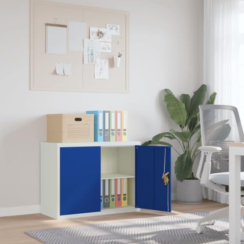 GCHDHAPB Home-Cabinets & Storage, Aktenschränke, Aktenschrank, Hellgrau und Blau, 90 x 40 x 70 cm, Stahl von GCHDHAPB