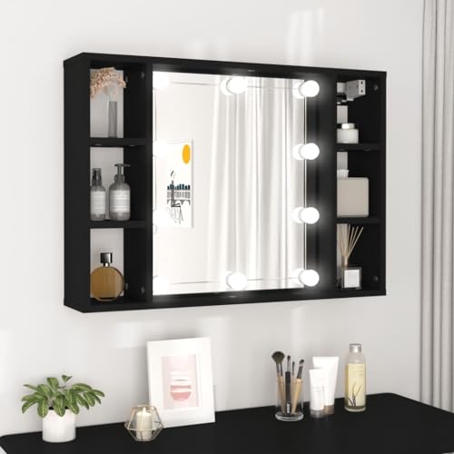 GCHDHAPB Home-Cabinets & Storage, Spiegelschrank mit LED, Schwarz, 76 x 15 x 55 cm von GCHDHAPB