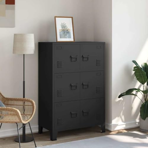 GCHDHAPB Home-Cabinets & Storage Storage Chest Industrial Storage Chest Black 75x40x115 cm Metal von GCHDHAPB