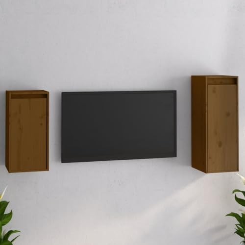GCHDHAPB Home-Entertainment Center & TV-Ständer, TV-Schränke, 2 Stück, Honigbraun, Massivholz, Kiefer von GCHDHAPB