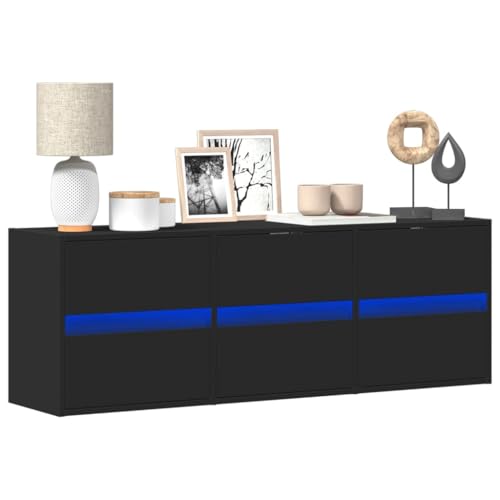GCHDHAPB Home-Entertainment Center & TV-Ständer, TV-Wandschrank mit LED-Lichtern, Schwarz, 130 x 31 x 45 cm von GCHDHAPB