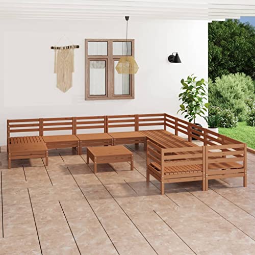 GCHDHAPB Home-Outdoor Gartenmöbel-Set, 12-teilig, Honigbraun, Massivholz, Kiefer von GCHDHAPB