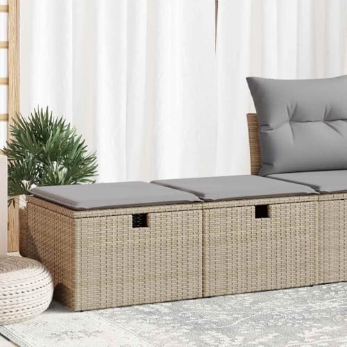 GCHDHAPB Home-Outdoor Gartenmöbel-Set, 2-teiliges Gartensofa-Set mit Kissen, Poly-Rattan-Akazie, Beige von GCHDHAPB