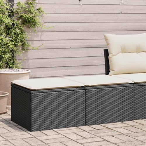 GCHDHAPB Home-Outdoor Gartenmöbel-Set, 2-teiliges Gartensofa-Set mit Kissen, Polyrattan-Akazie, Schwarz von GCHDHAPB
