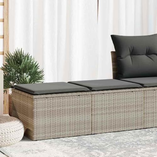 GCHDHAPB Home-Outdoor Gartenmöbel-Set, 2-teiliges Gartensofa-Set mit Kissen, hellgrau, Polyrattan-Akazie von GCHDHAPB