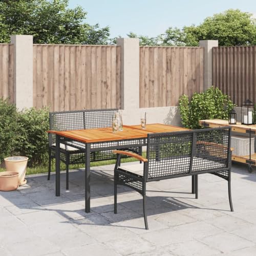 GCHDHAPB Home-Outdoor Gartenmöbel-Set, 3-teilig, mit Kissen, schwarzes Polyrattan von GCHDHAPB