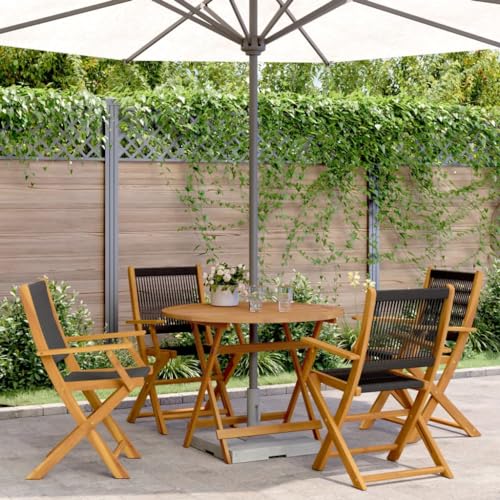 GCHDHAPB Home-Outdoor Gartenmöbel-Set, 5-teilig, schwarzes Polypropylen und Massivholz von GCHDHAPB