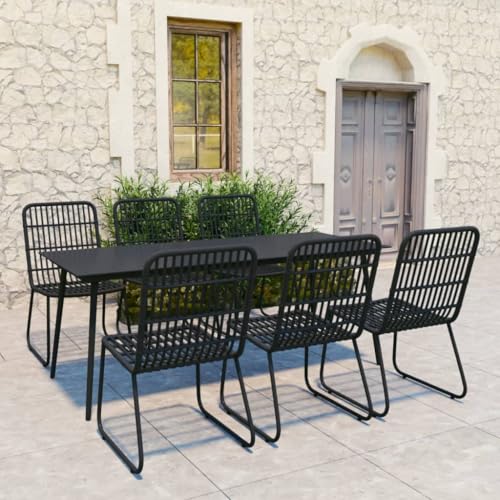 GCHDHAPB Home-Outdoor Gartenmöbel-Set, 7-teilig, Polyrattan und Glas von GCHDHAPB
