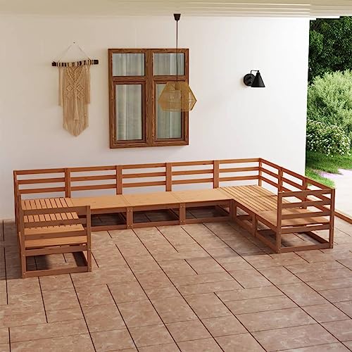 GCHDHAPB Home-Outdoor Gartenmöbel-Set, 9-teilig, Massivholz, Kiefer von GCHDHAPB