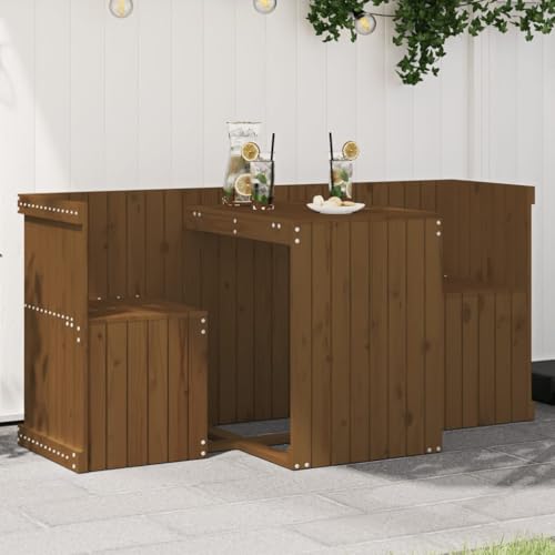 GCHDHAPB Home-Outdoor Gartenmöbel-Set, Balkon-Set, 2-Sitzer, Honigbraun, Massivholz, Kiefer von GCHDHAPB