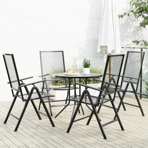 GCHDHAPB Home-Outdoor Home-Outdoor Möbel Sets Liegestuhl Set 5-teilig Anthrazit pulverbeschichteter Stahl von GCHDHAPB