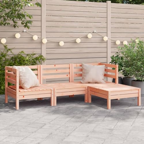 GCHDHAPB Home-Outdoor Home-Outdoor Möbelsets, Gartensofa 3-Sitzer mit Fußhocker, Massivholz, Douglas von GCHDHAPB