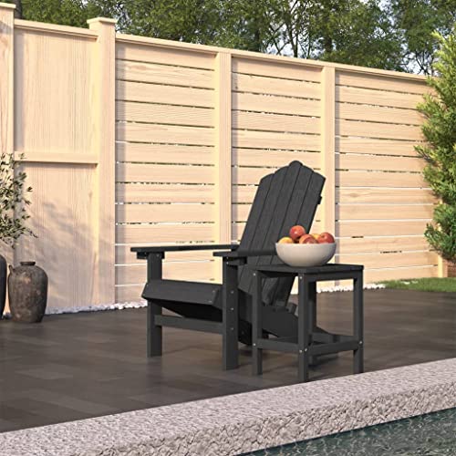 GCHDHAPB Home-Outdoor Home-Outdoor-Sitz, Outdoor-Stühle, Garten-Adirondack-Stuhl mit Tisch, HDPE, Anthrazit von GCHDHAPB