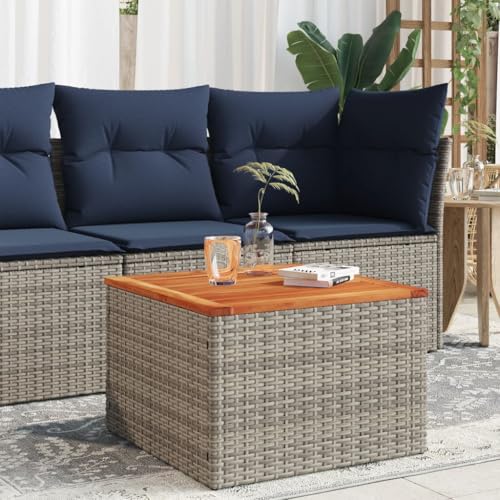 GCHDHAPB Home-Outdoor Home-Outdoor Tische, Gartentisch, grau, 55 x 55 x 37 cm, Polyrattan und Akazienholz von GCHDHAPB