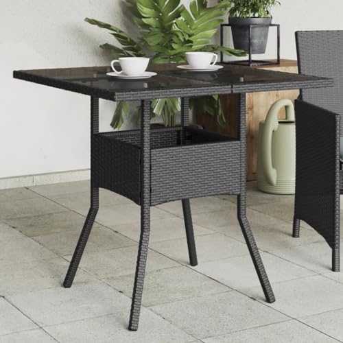 GCHDHAPB Home-Outdoor Home-Outdoor Tische, Gartentisch mit Glasplatte, schwarz, 80 x 80 x 75 cm, Polyrattan GCHDHAPB Home-Outdoor Home-Outdoor Tische, Gartentisch mit Glasplatte, schwarz, 80 x 80 x 75 cm, Polyrattan von GCHDHAPB