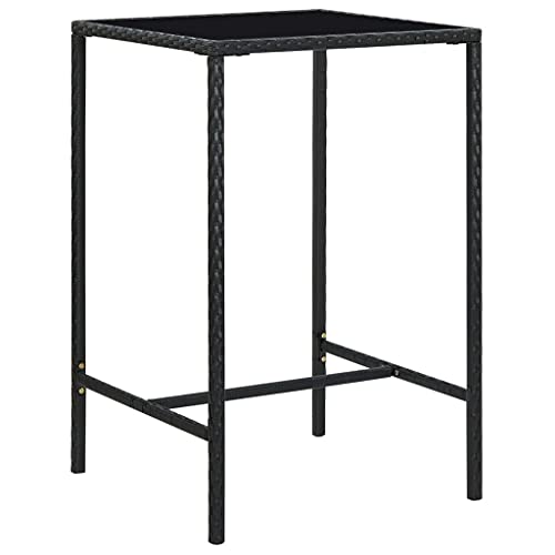 GCHDHAPB Home-Outdoor Home-Outdoor Tische Garten Bartisch Schwarz 70x70x110cm Polyrattan und Glas von GCHDHAPB