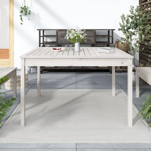 GCHDHAPB Home-Outdoor Home-Outdoor Tische Gartentisch Weiß 121x82,5x76cm Massivholz Kiefer von GCHDHAPB