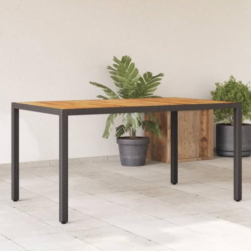 GCHDHAPB Home-Outdoor Home-Outdoor Tische Gartentisch mit Akazienholzplatte schwarz 150x90x75cm Polyrattan von GCHDHAPB